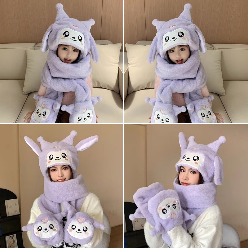 儿童冬季帽子围巾手套一体帽