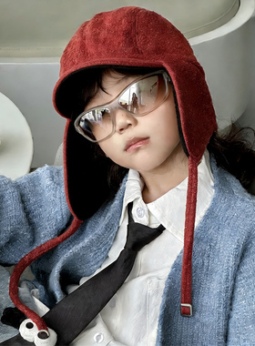 红色儿童雷锋帽子飞行员中大男孩女小痞帅气炸街护耳冬季超好看的