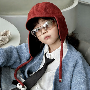 红色儿童雷锋帽子飞行员中大男孩女小痞帅气炸街护耳冬季超好看的