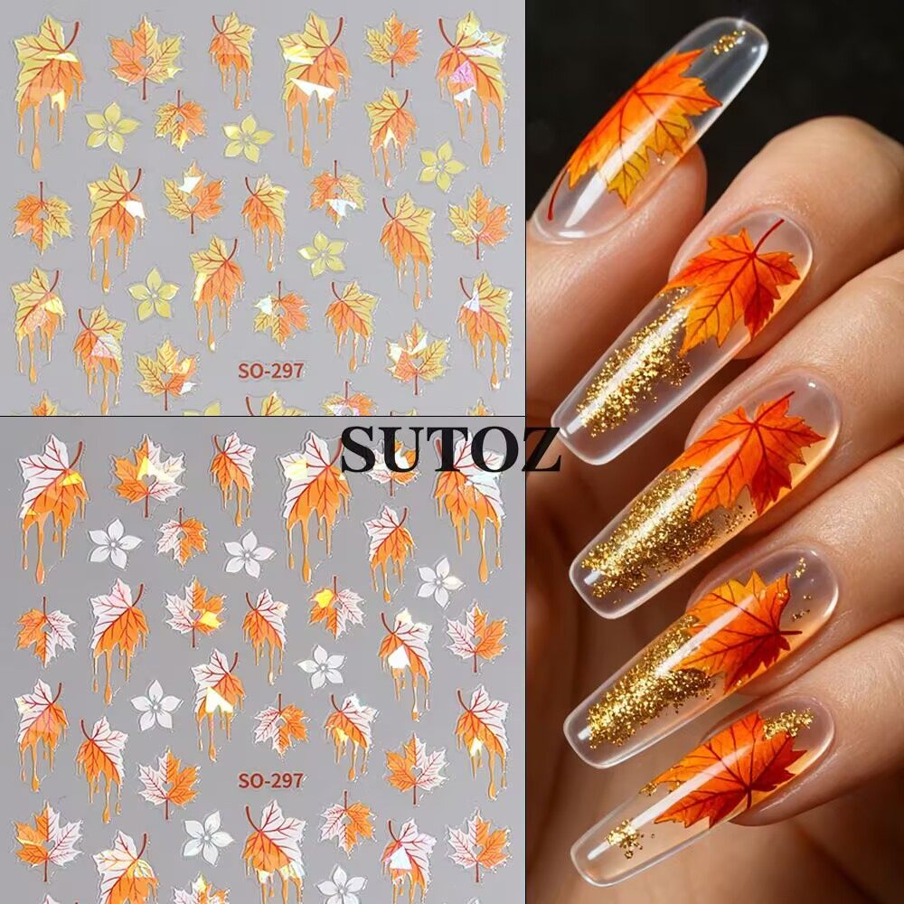 新中式国风竹叶美甲贴纸isn美拉德秋天枫叶五瓣花指甲DIY装饰贴花,彩妆/香水/美妆工具,指甲装饰,淘宝优惠券,粉丝福利购,淘宝优惠卷