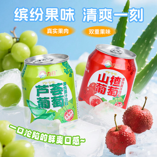 九日饮品混合口味果肉果汁饮料葡萄芦荟葡萄山楂238ml*10罐便携装