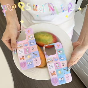 pomp原创手绘小狗聚会涂鸦两色韩国进口菲林手机壳适用iPhone14iPhone15proiPhonexsmax苹果手机防摔新款