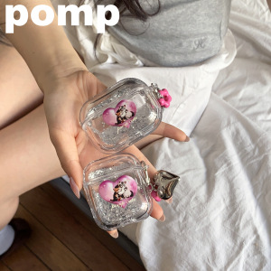 pomp原创设计流沙亮片透明耳机壳airpods2/3适用于苹果pro2菲林耳机保护套