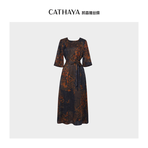 香云纱 中袖圆领连衣裙【CATHAYA/凯喜雅 】 HSK2FLJM392