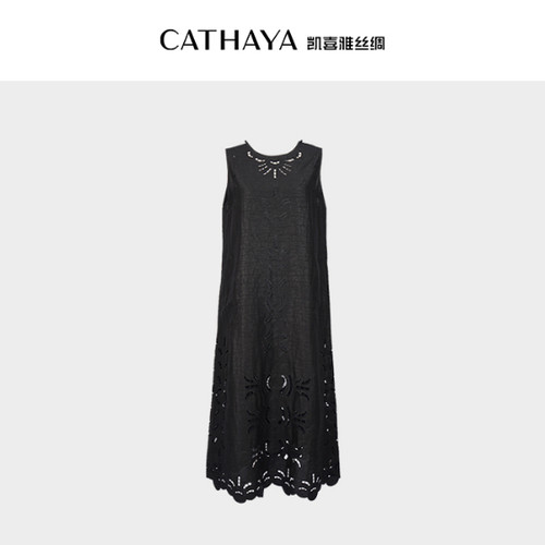 CATHAYA/凯喜雅香颂玫瑰园镂空无袖连衣裙FAK2FLJM191