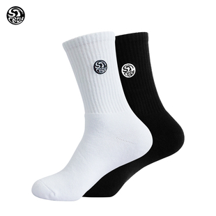STC黑白色夏季男女加厚毛巾底防臭吸汗运动ins中长筒篮球滑板袜子