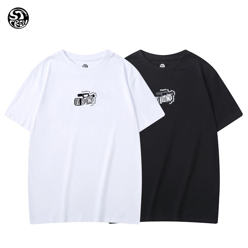 STC 幕后滑手摄影插画黑白宽松hiphop运动休闲男女夏滑板短袖t桖