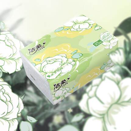 洁柔抽纸山茶花香味3层100抽XS码宿舍家用绿色整箱小餐巾纸巾纸抽