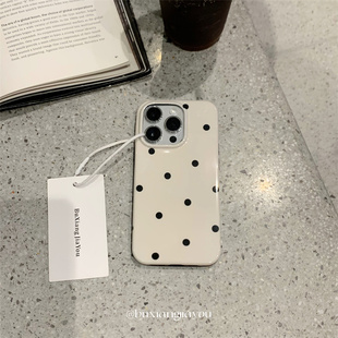 不想加油ins小众桑稚同款波点手机壳适用苹果17ProMax高级感16pro手机壳iPhone13/14全包边防摔保护套15