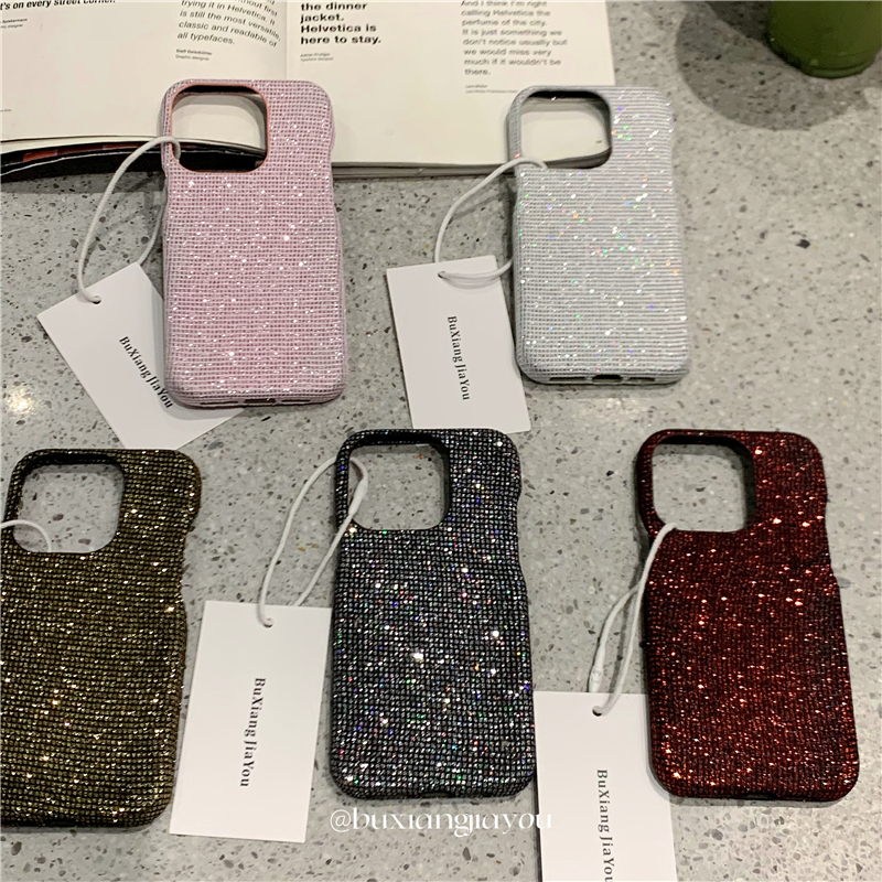 不想加油ins小众简约闪粉手机壳适用苹果15ProMax高级感手机硬壳iPhone13/14全包边防摔保护套12