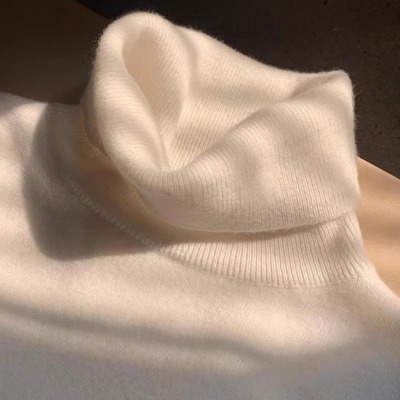 100%纯羊毛高翻领羊毛打底衫女