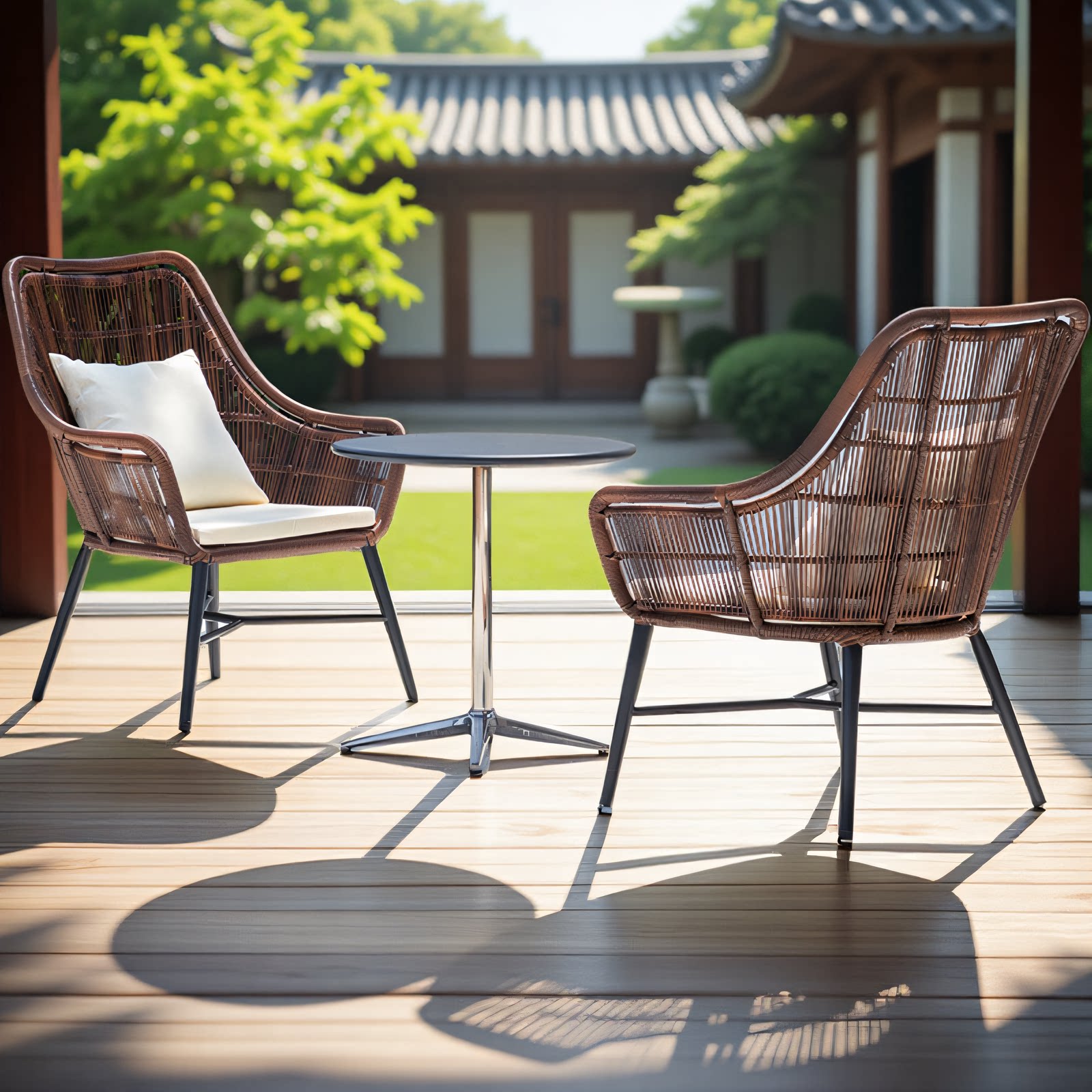 藤逸专利阳台桌椅藤编透气防水防晒咖啡厅休闲单人沙发高靠背椅子