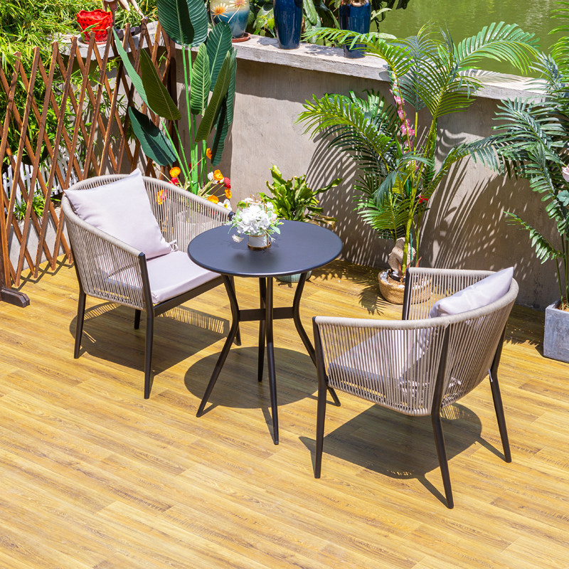藤逸户外阳台桌椅庭院露台室外餐饮奶茶店外摆茶几椅子三件套藤椅