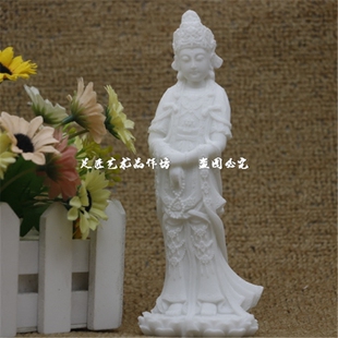 包邮媚态观音佛像石刻石雕小观音工艺品镇宅风水摆件礼佛精品复古