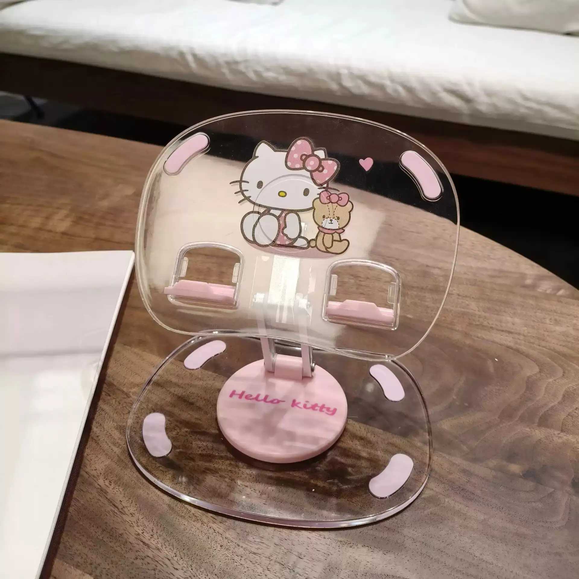 粉色猫咪手机架桌面可调节升降