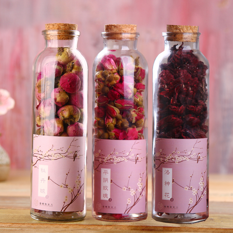 平阴玫瑰+牡丹球+花茶 三花养宫茶调理内在花茶组合 三瓶装