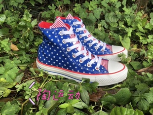 cons 陶运动 高帮碎花帆布鞋 145527c Converse匡威正品 蓝色星星