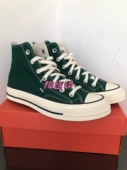 帆布鞋 CONVERSE匡威三星标1970S男鞋 丛林墨绿色高帮男女鞋 168508C