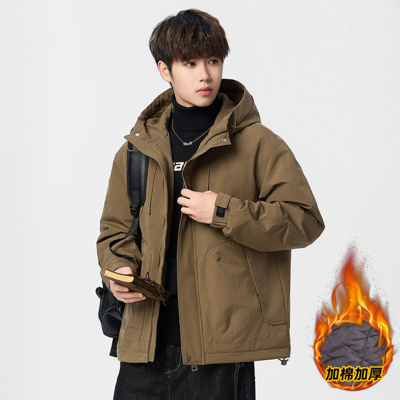 青少年棉服外套男秋冬季新款高级潮流帅气加棉冬装冲锋衣二棉夹克