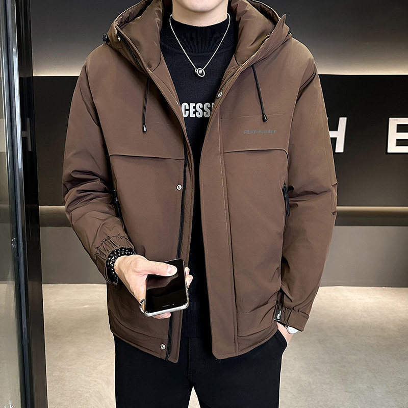 秋冬新款二棉外套男潮牌帅气连帽工装夹克棉服保暖加棉加厚冲锋衣