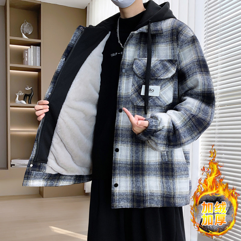 厚款男士棉服外套新款冬季加绒加厚连帽夹克学生百搭帅气保暖棉衣