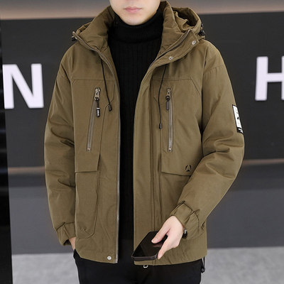 棉衣男款冬季2025新款加厚保暖连帽男士多口袋休闲冲锋衣工装外套