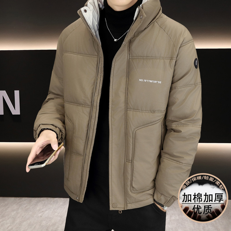 棉衣外套男士冬季加棉加厚修身棉服潮牌立领二棉夹克冬装棉袄帅气