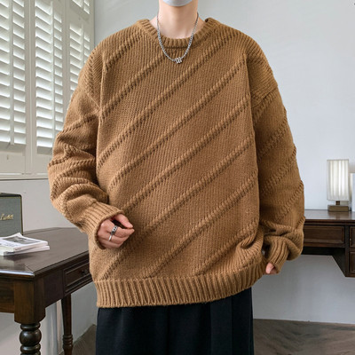 圆领纯色毛衣男款冬季加厚保暖高级感慵懒风内搭针织打底衫男线衣