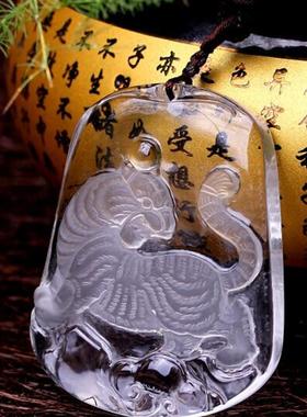 天然白水晶瑞虎近贵吊坠上山虎老虎牌项坠2025年生肖项链男女款