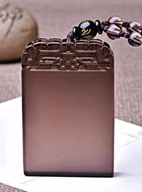 天然冰种黑曜石无事牌吊坠项链双貔貅男女款时尚生日礼物