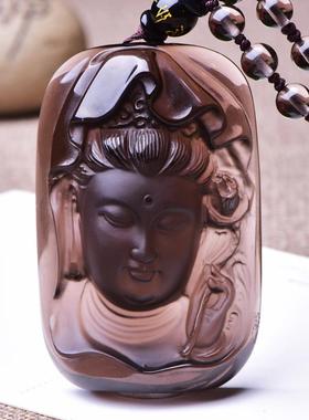 冰种黑曜石普贤菩萨吊坠生肖属龙蛇守护神本命佛项链男女款挂坠