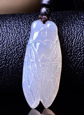 天然玉髓水晶知了蝉玉蝉吊坠知了毛衣链潮男女一鸣惊人金蝉项链