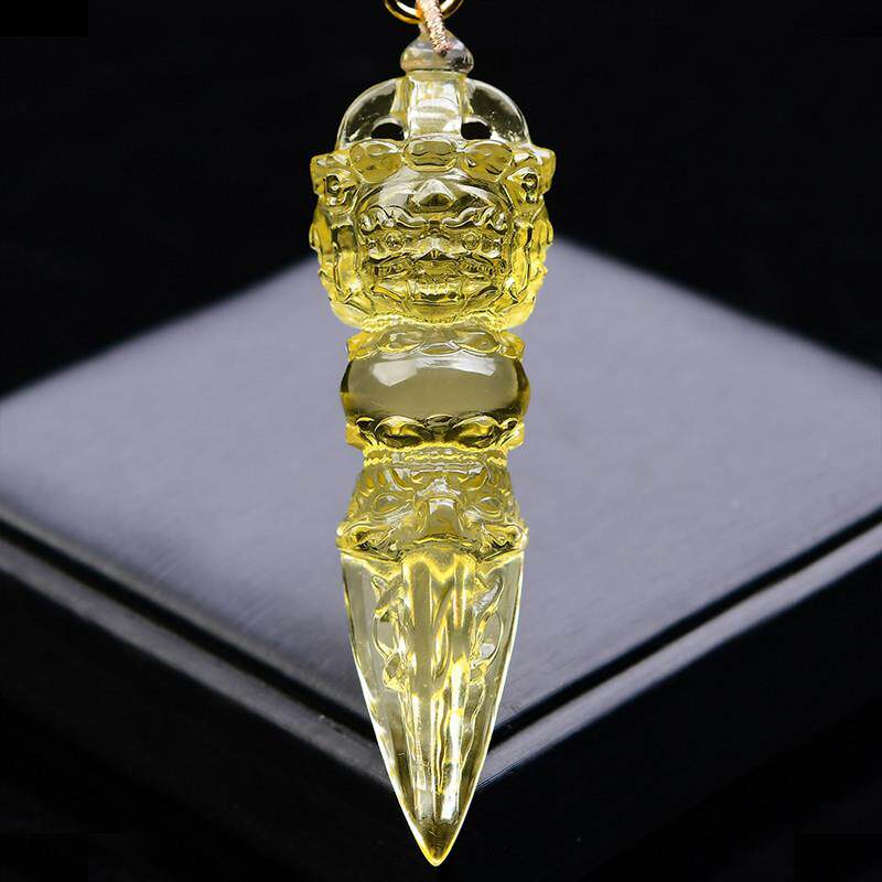 黄水晶金刚杵吊坠男女藏式降魔杵普巴金刚橛项链藏传密宗法器挂件