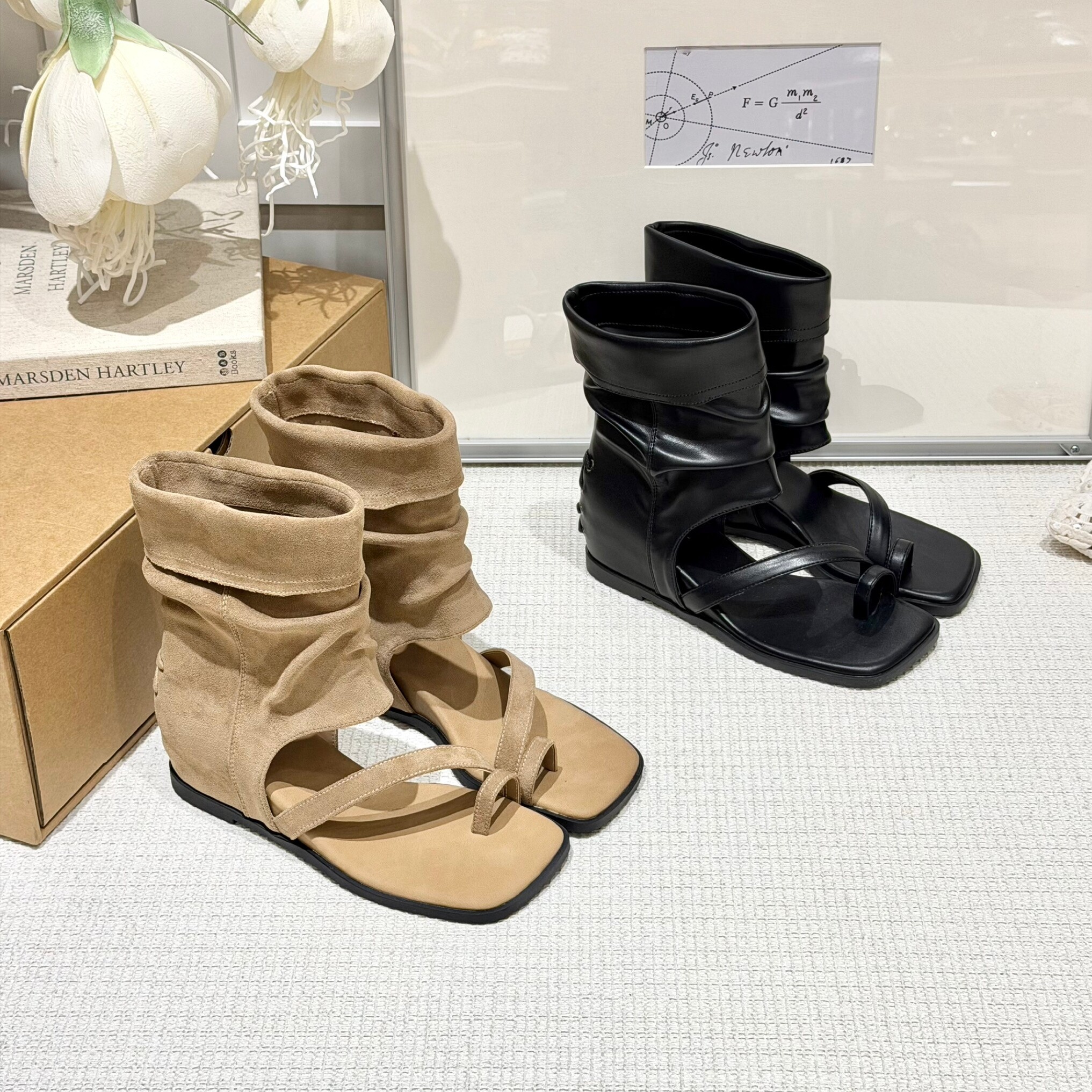 兜小兜网红复古辣妹内增高堆堆凉靴美式甜酷夹趾凉鞋小众罗马靴