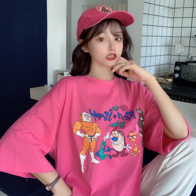 實拍實價棉短袖t恤女中長款