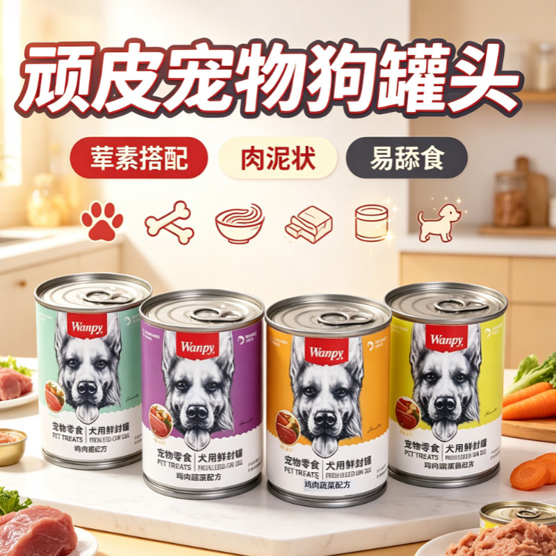 顽皮宠物狗罐头可拌饭肉泥湿粮犬用罐头通用牛肉罐头375g大罐装