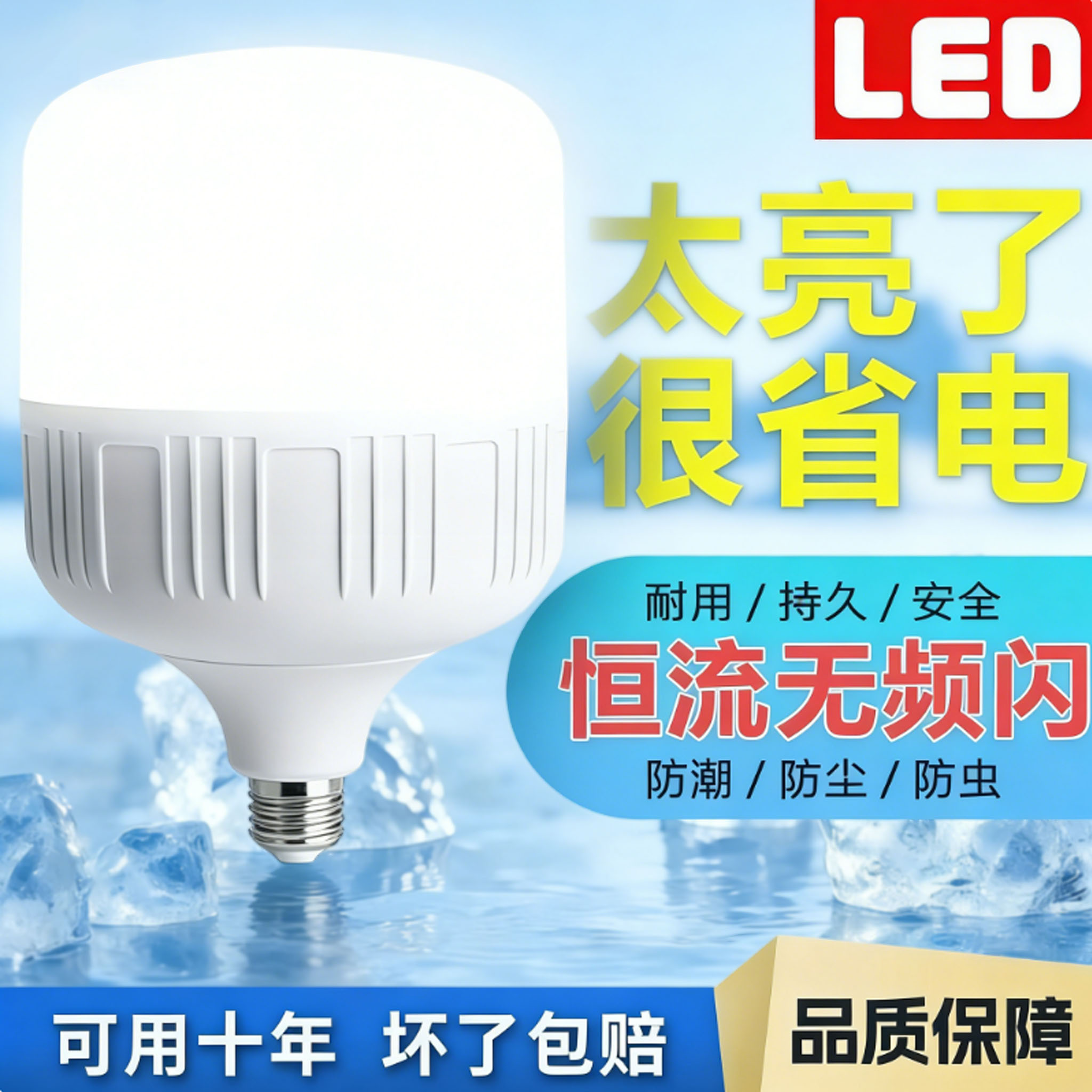 LED超亮节能省电E27螺口家用照明护眼白光无频闪商用大功率球泡灯