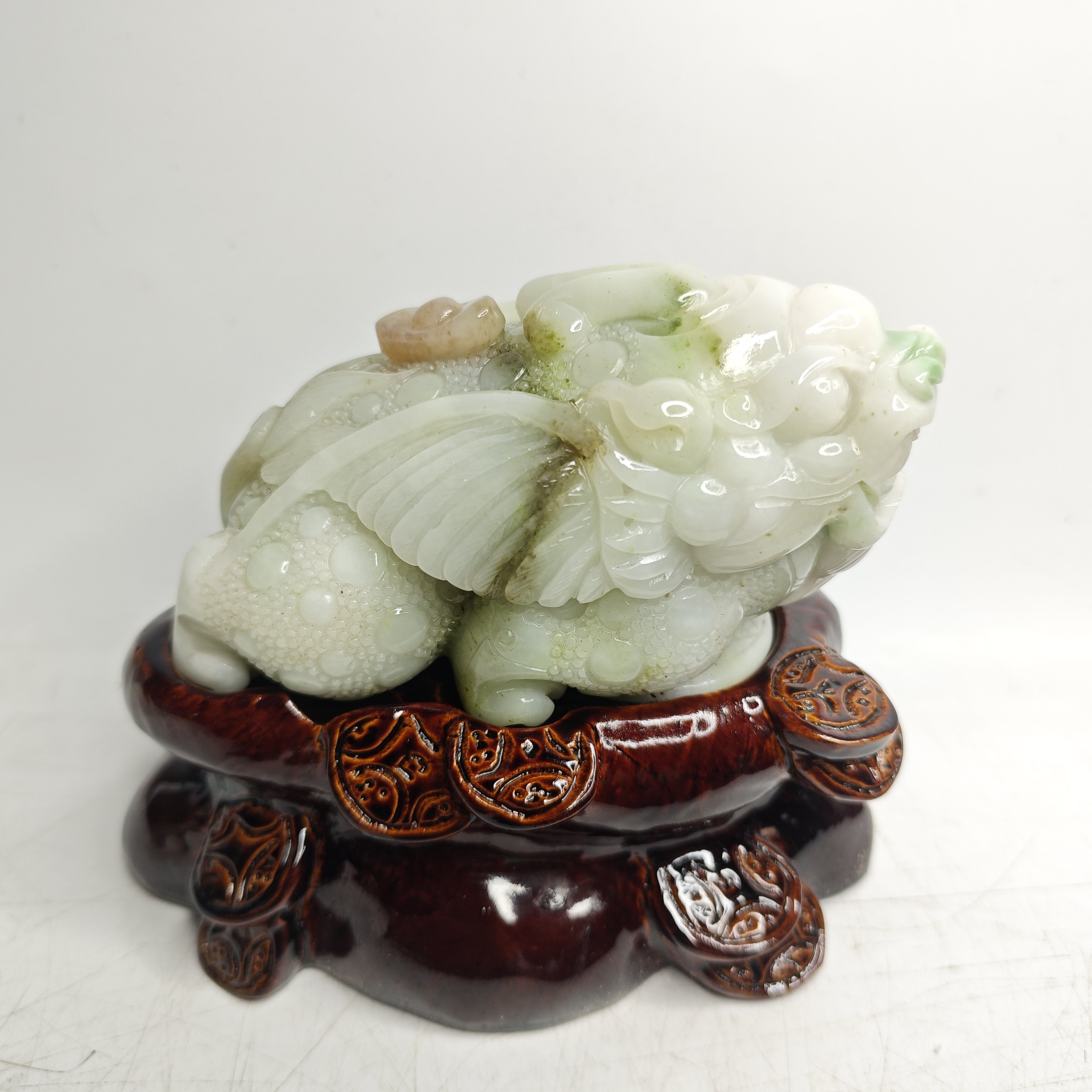 特惠天然南阳独山玉冰润透水三彩玉金蟾摆件玉石摆件