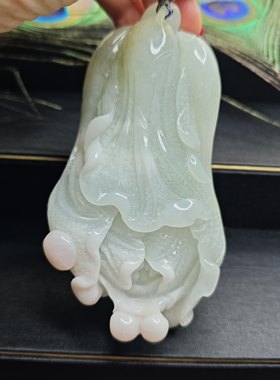天然老坑料南阳独玉透水芙蓉粉白菜把件玩件男女玉石玉器礼物礼品