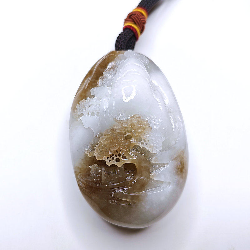 精品玉雕 青山不老 南阳独山玉石玉雕红酱色山水手玩件把件摆件