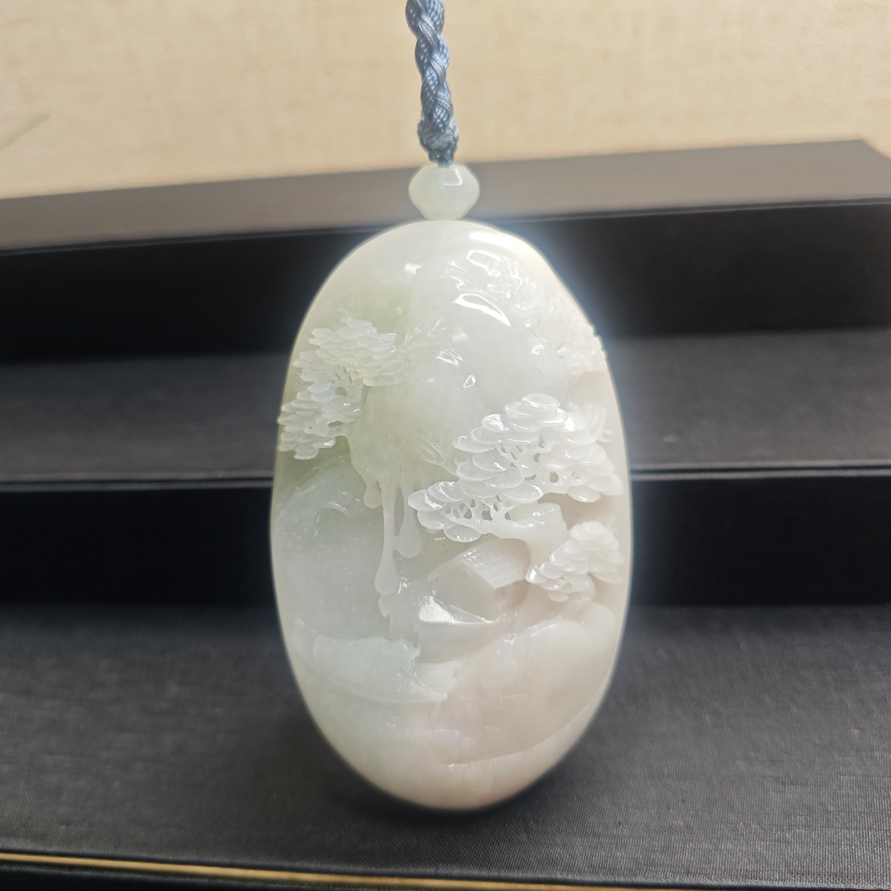 天然南阳独玉冰润芙蓉粉山水意境国风中式手把件玩件礼物礼品