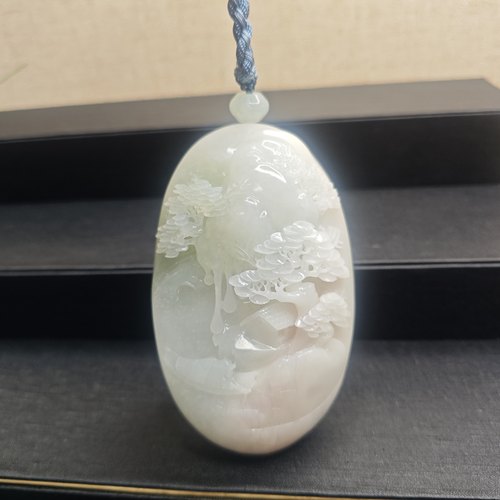 天然南阳独玉冰润芙蓉粉山水意境国风中式手把件玩件礼物礼品