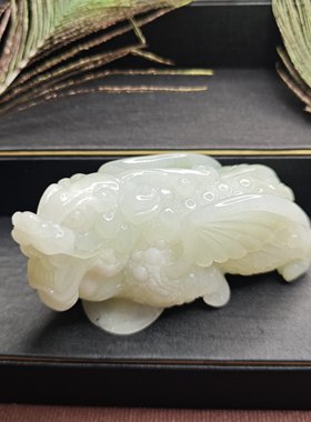 天然老坑料南阳独玉冰润满绿飘花大富大贵貔貅手把件摆件茶宠礼物