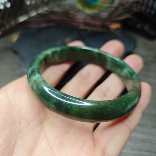 特惠天然南阳独玉多色扁条大圈石手镯女老人礼物56.8玉器玉石好60