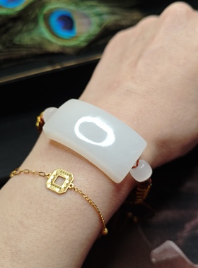 老坑天然老坑料和田玉新疆手牌羊脂且末俄白玉男女手链手串国风礼