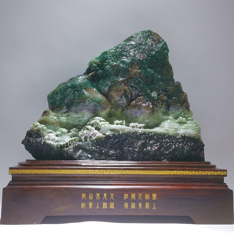 高端艺术玉雕 行者无疆 独山玉石原石天蓝新中式工艺品山子摆件