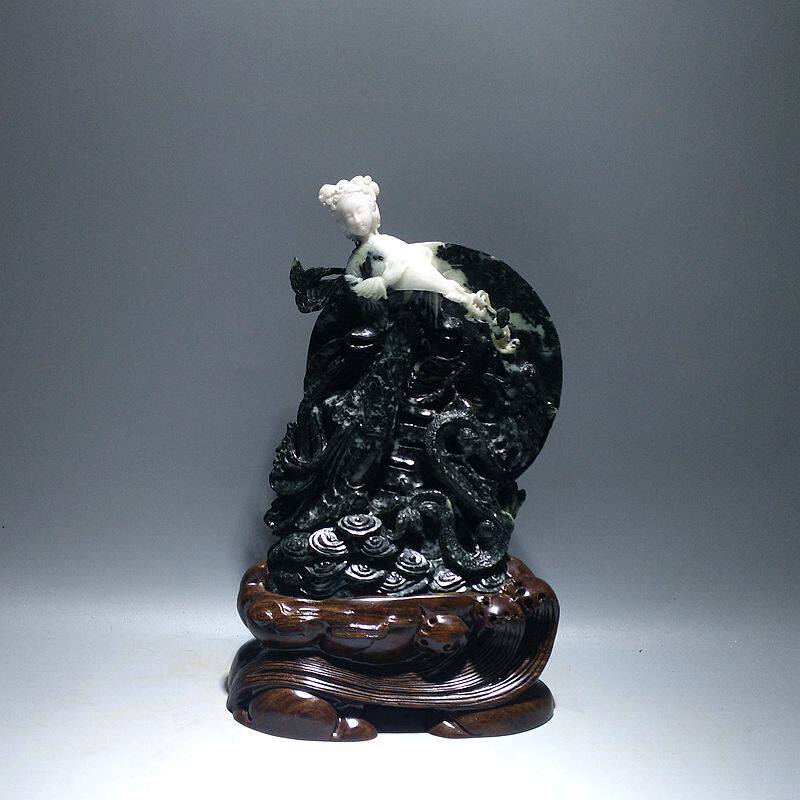 独山玉摆件玉石玉雕仕女工艺品