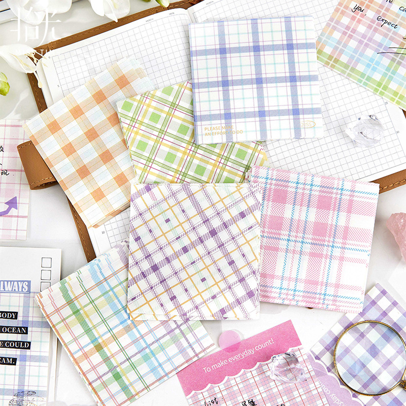 拾光格纹便签 手帐文艺打底装饰素材纸留言纸200张入跨境开学