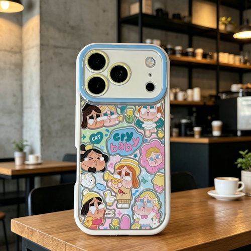 D1253 哭娃 彩色 精孔气囊边软壳 17promax苹果17pro新款iphone16pro保护套15创意防摔全包手机壳14 13 12