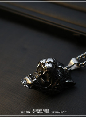 钛钢项链豹子头嘻哈长款INS新品